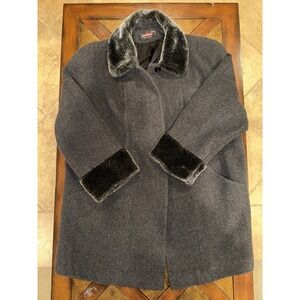 Vintage Alorna Wool Coat Womens 24W Gray Button Lined Pockets Penny Lane US Made